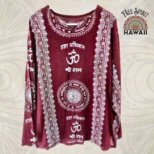 Boho Unisex Shirt | 100% Cotton Om Mandala Unisex Long Sleeve | Yoga | Hippie